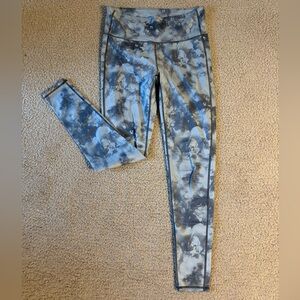 Athleta Blue and Gray Tie-Dye Leggings
